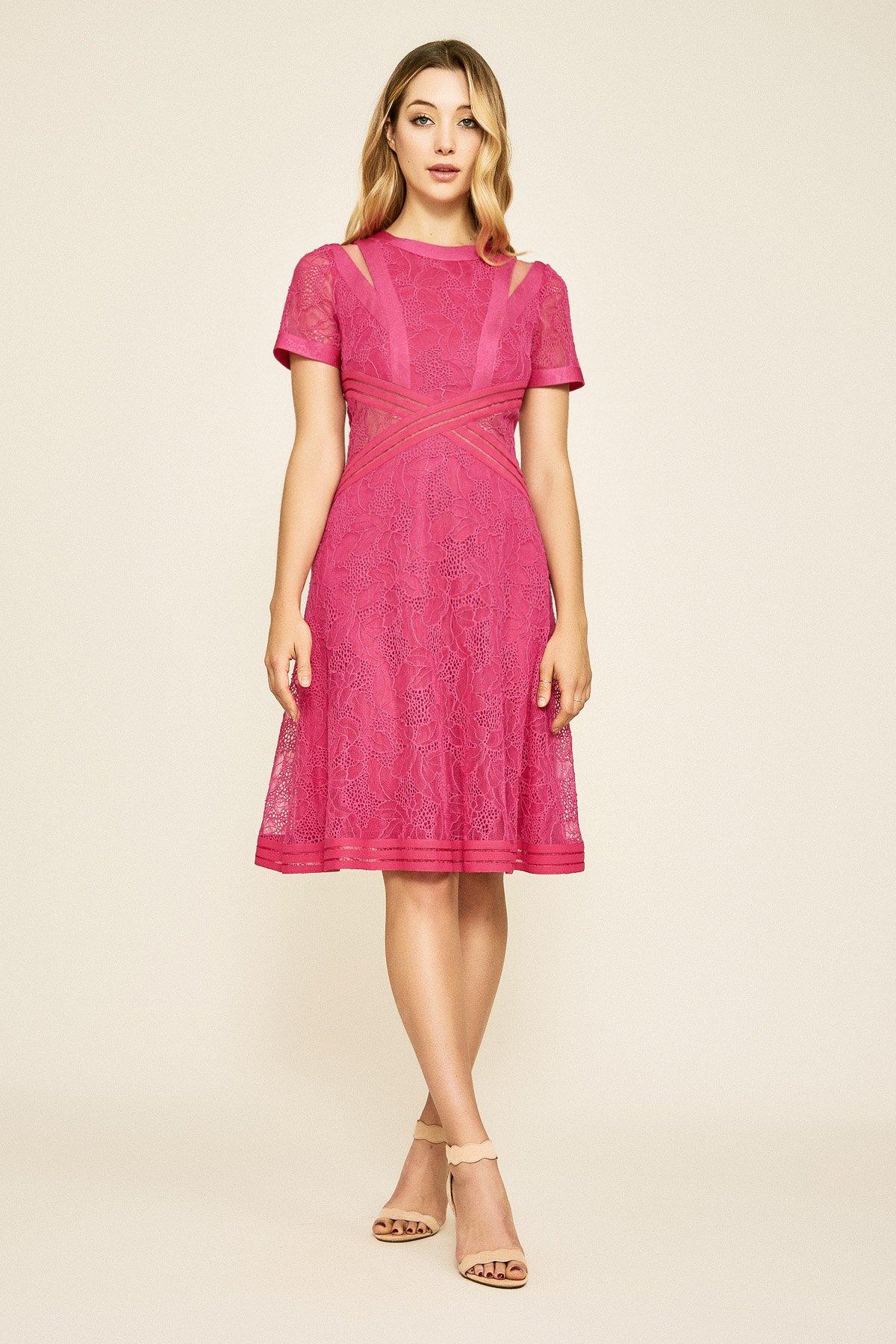 Tadashi Shoji - Lornah Short-Sleeve Lace Flare Dress