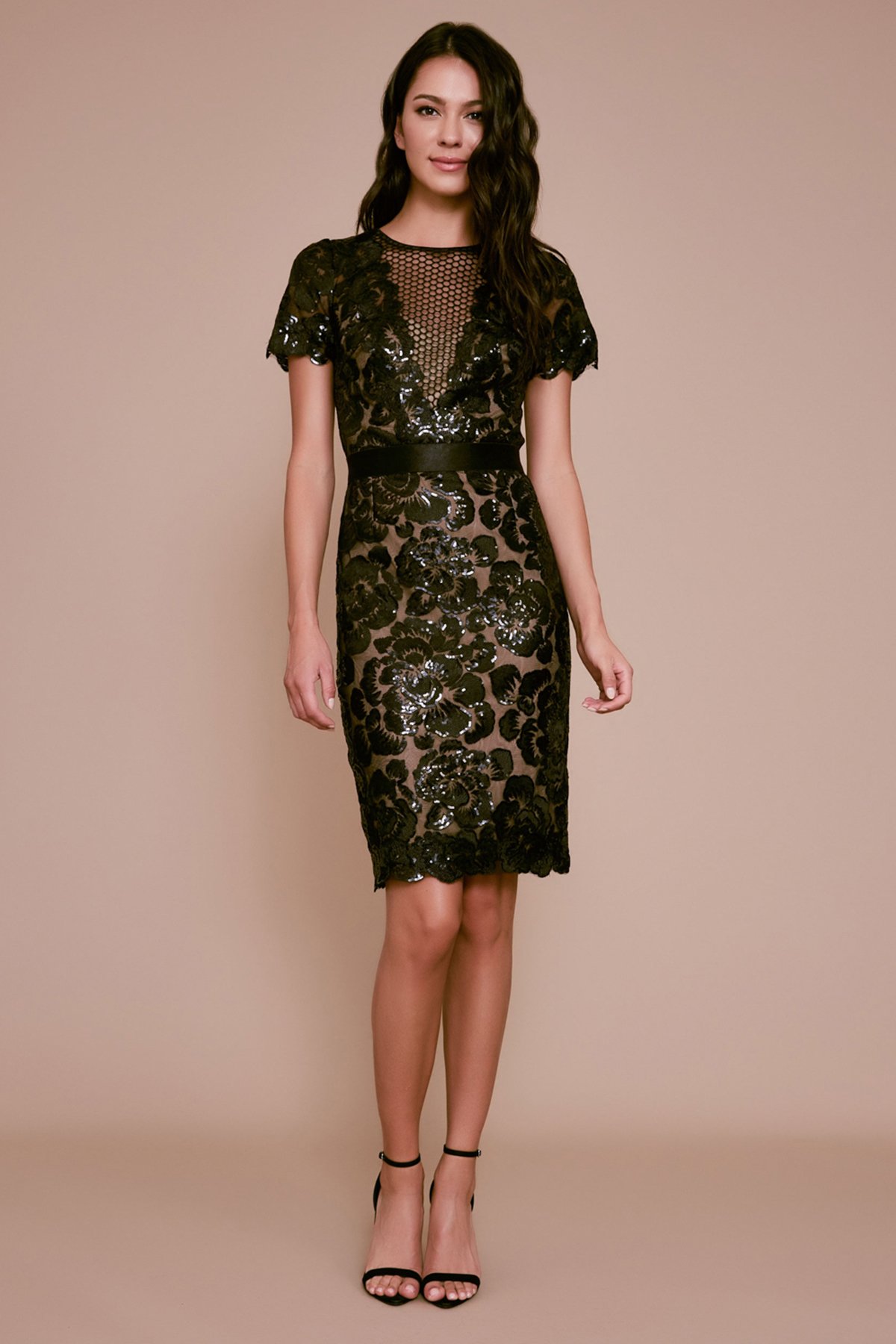 Tadashi Shoji - Riel Floral Sequin Embroidered Dress