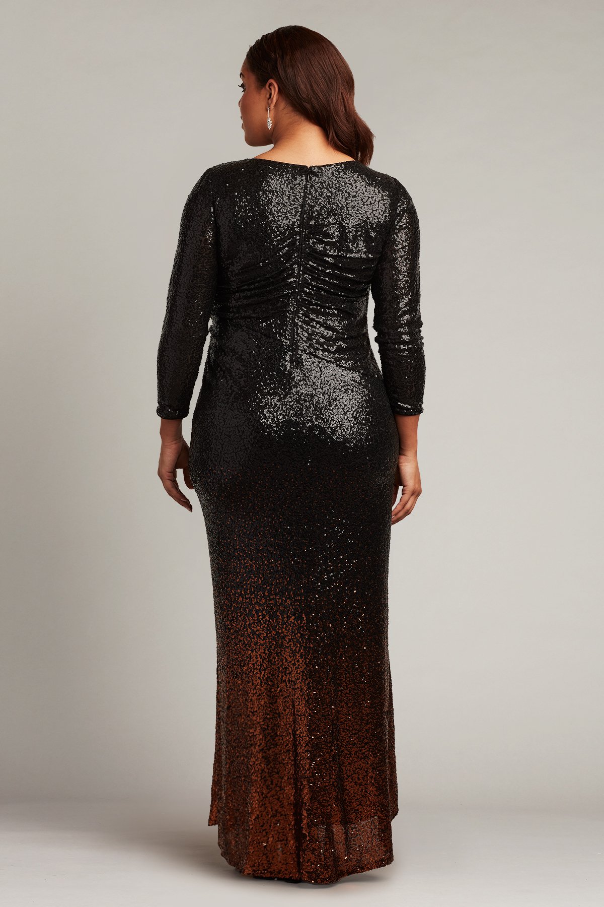 Gili Long-Sleeve Sequin Slit Gown - PLUS SIZE