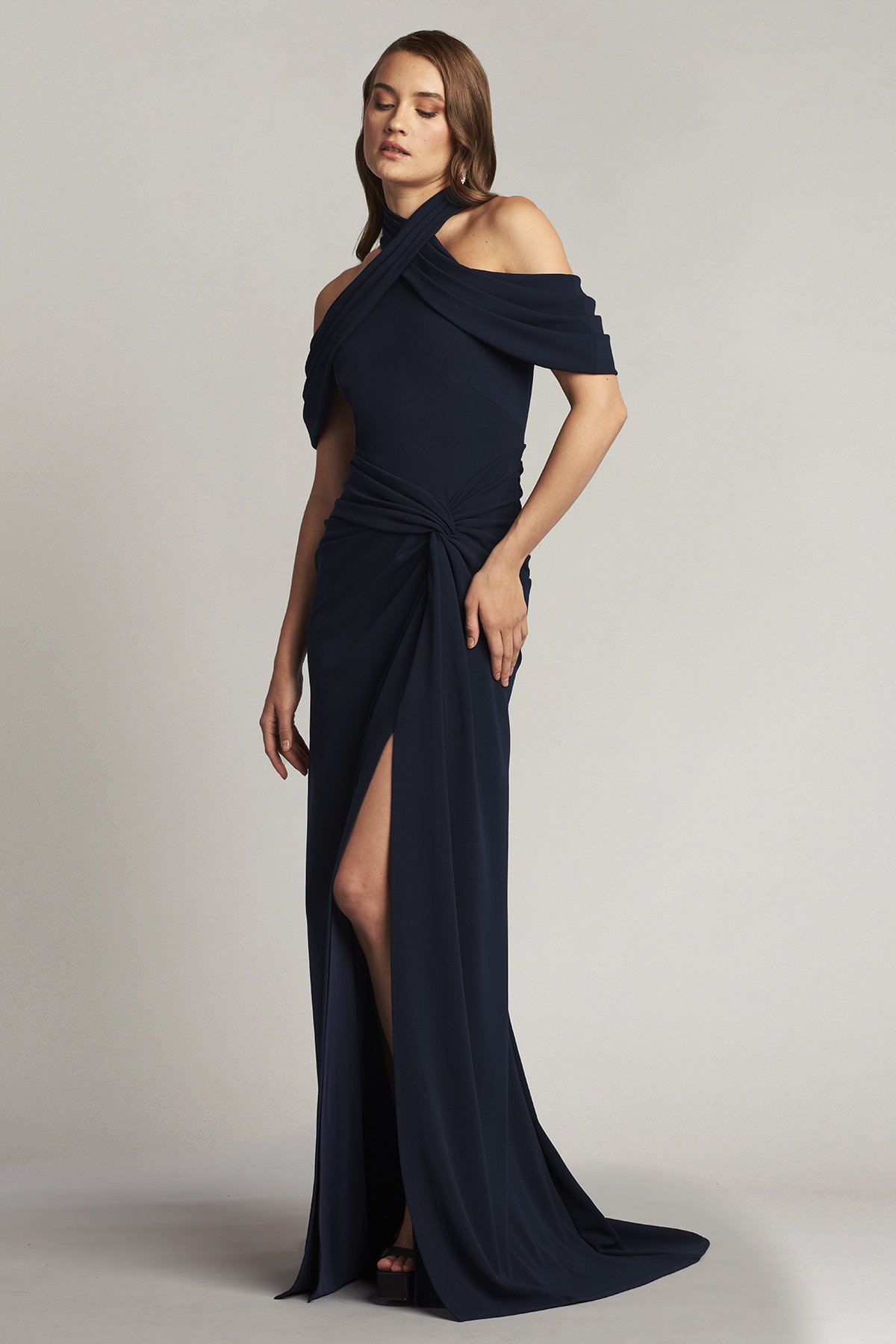 Pruitt Draped Cold-Shoulder Gown