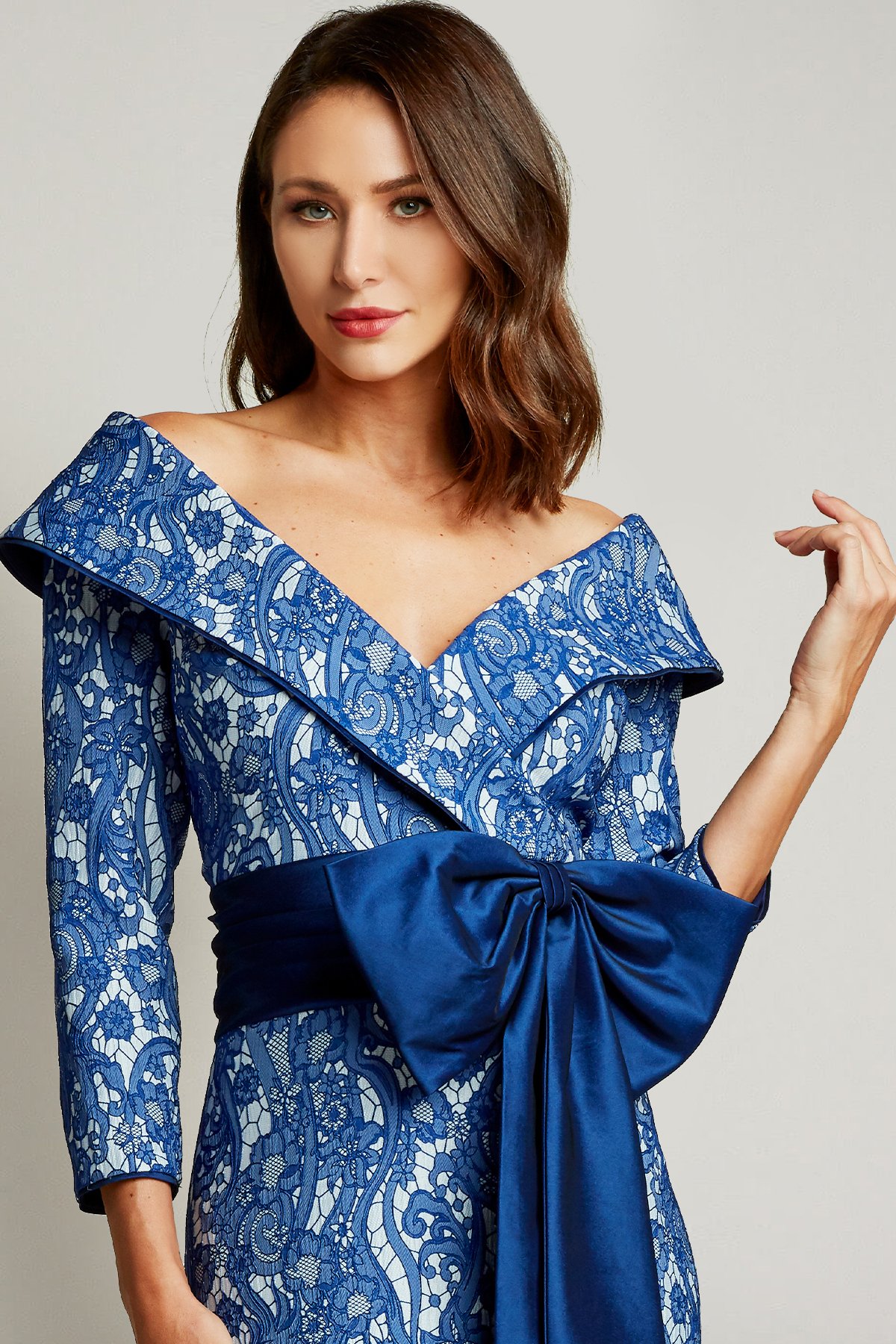 Hina Portrait Collar Gown Tadashi Shoji