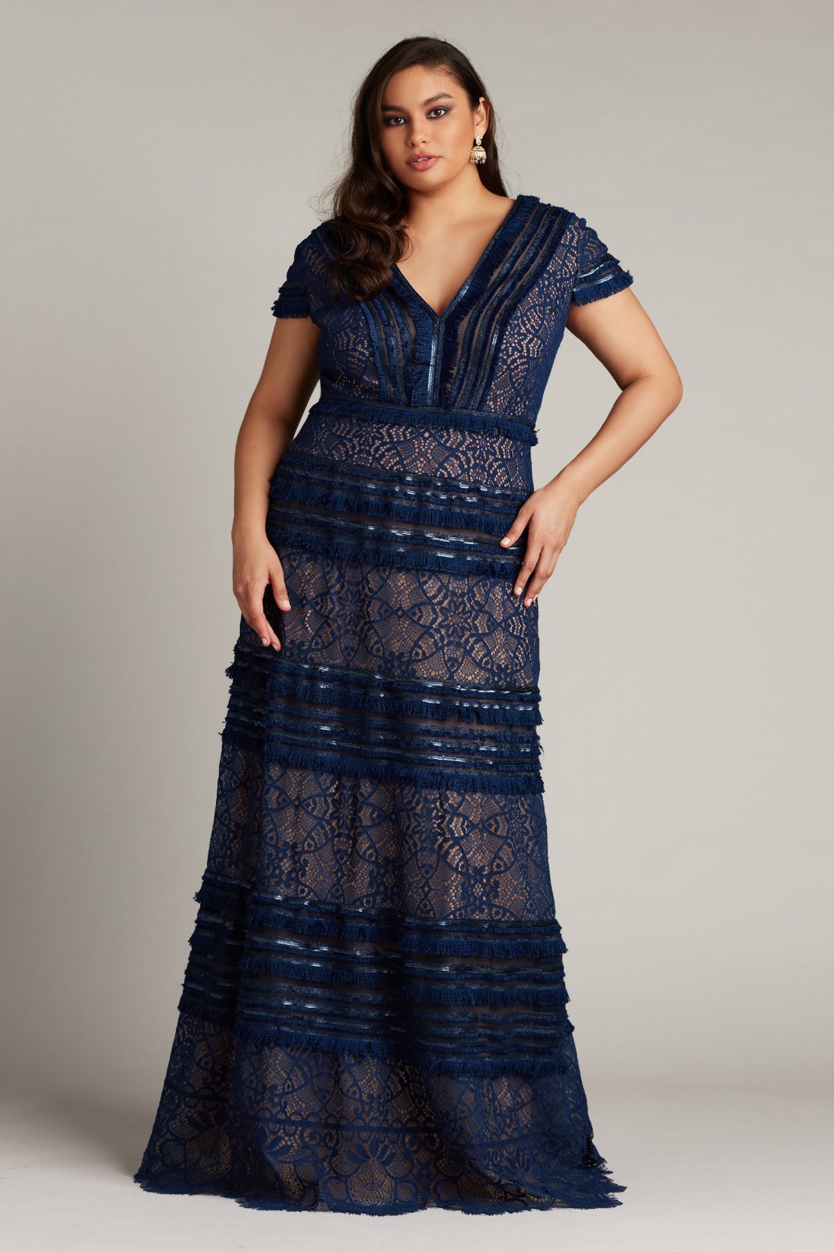 Nisa Lace & Fringe Gown - PLUS SIZE