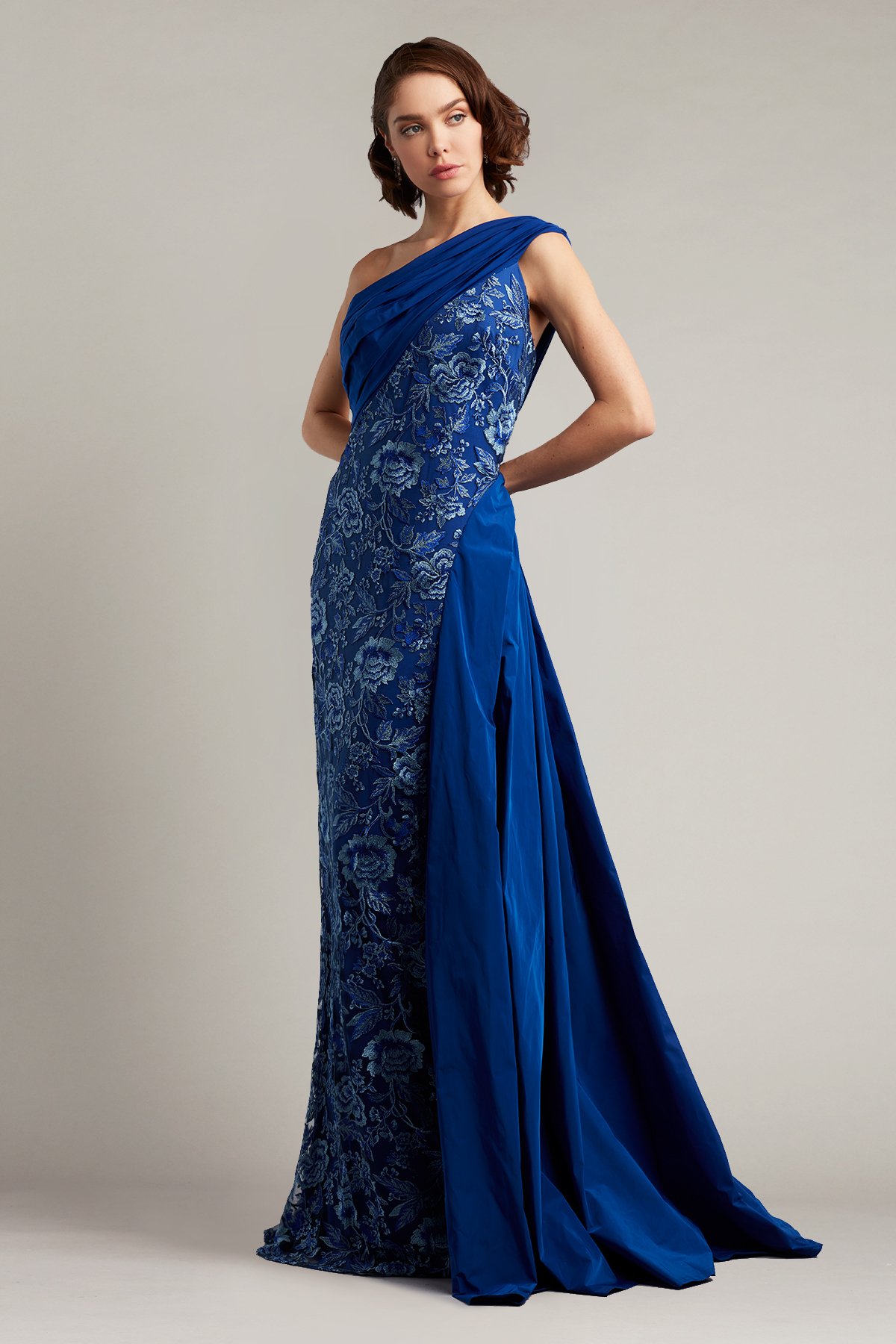 Witkin One-Shoulder Draped Taffeta Gown