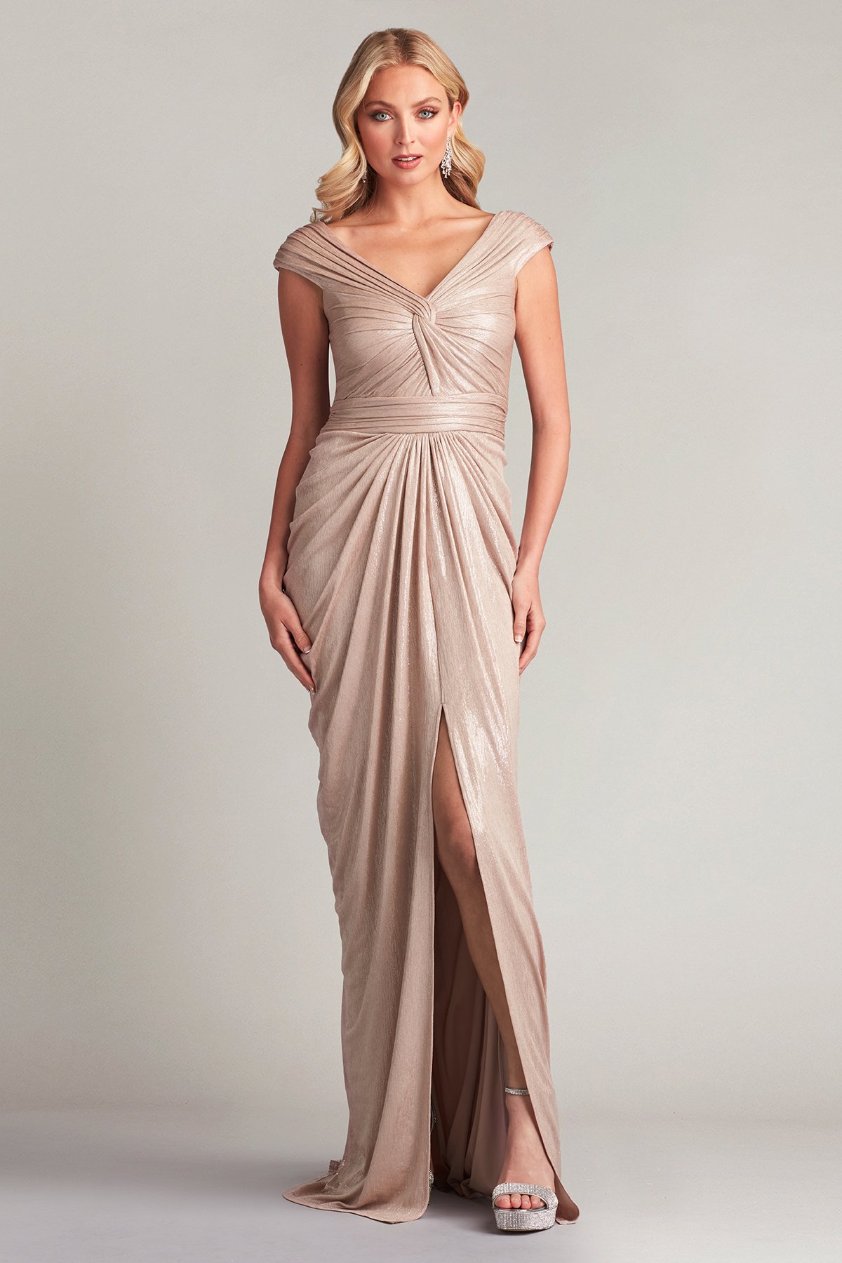 V neck draped jersey bridesmaid dress hotsell