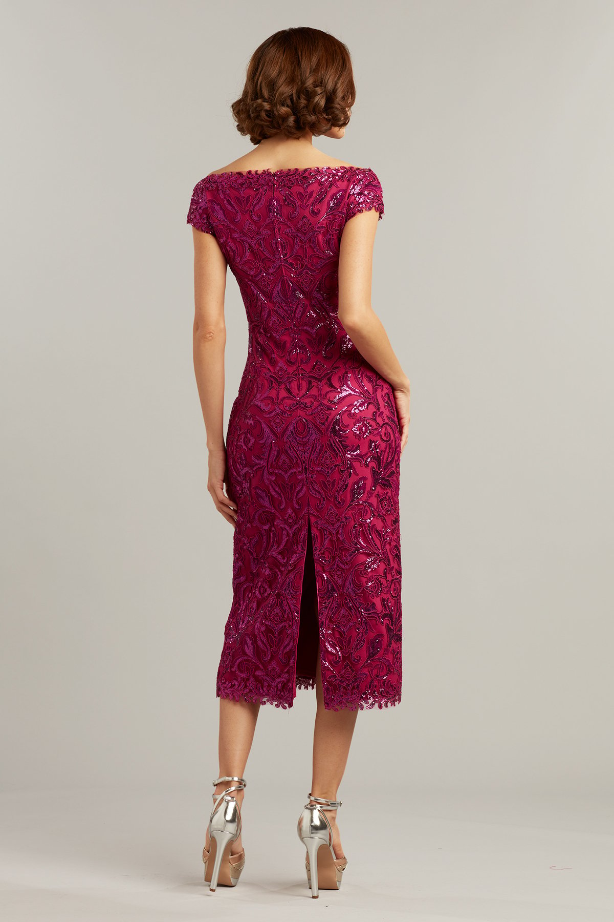 Aleida Sequin-Embroidered Tea-Length Dress