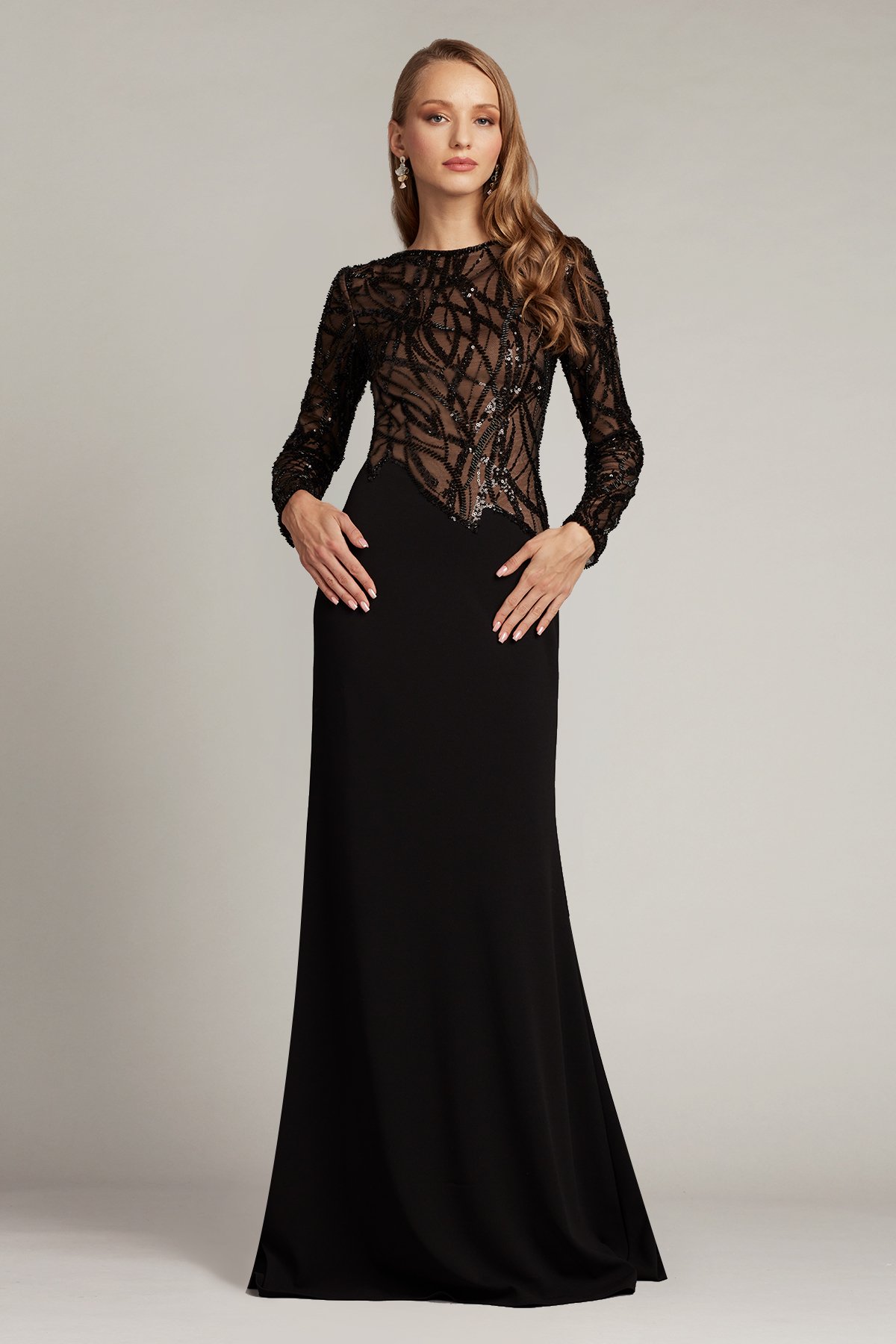 Tadashi shoji lace and crepe gown clearance