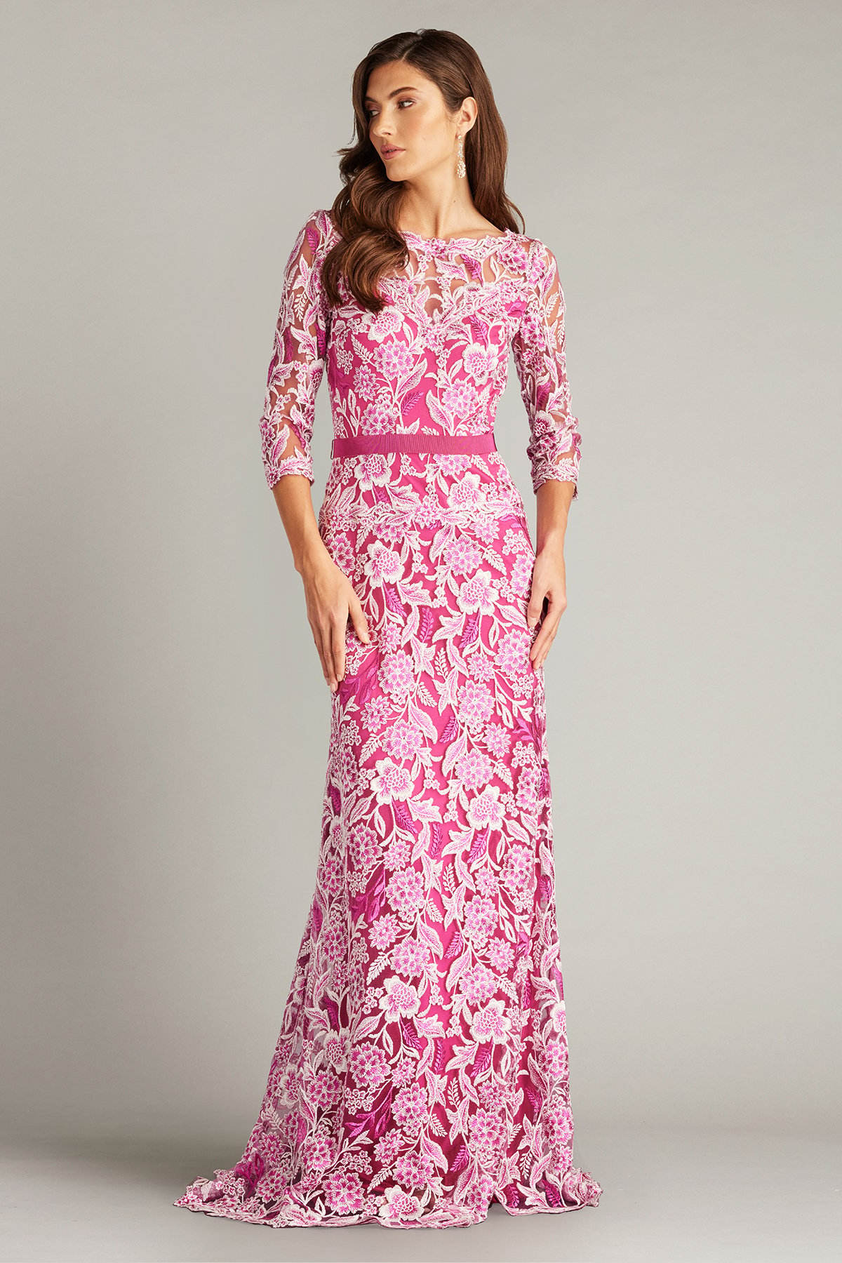 Marcel Embroidered Illusion Gown