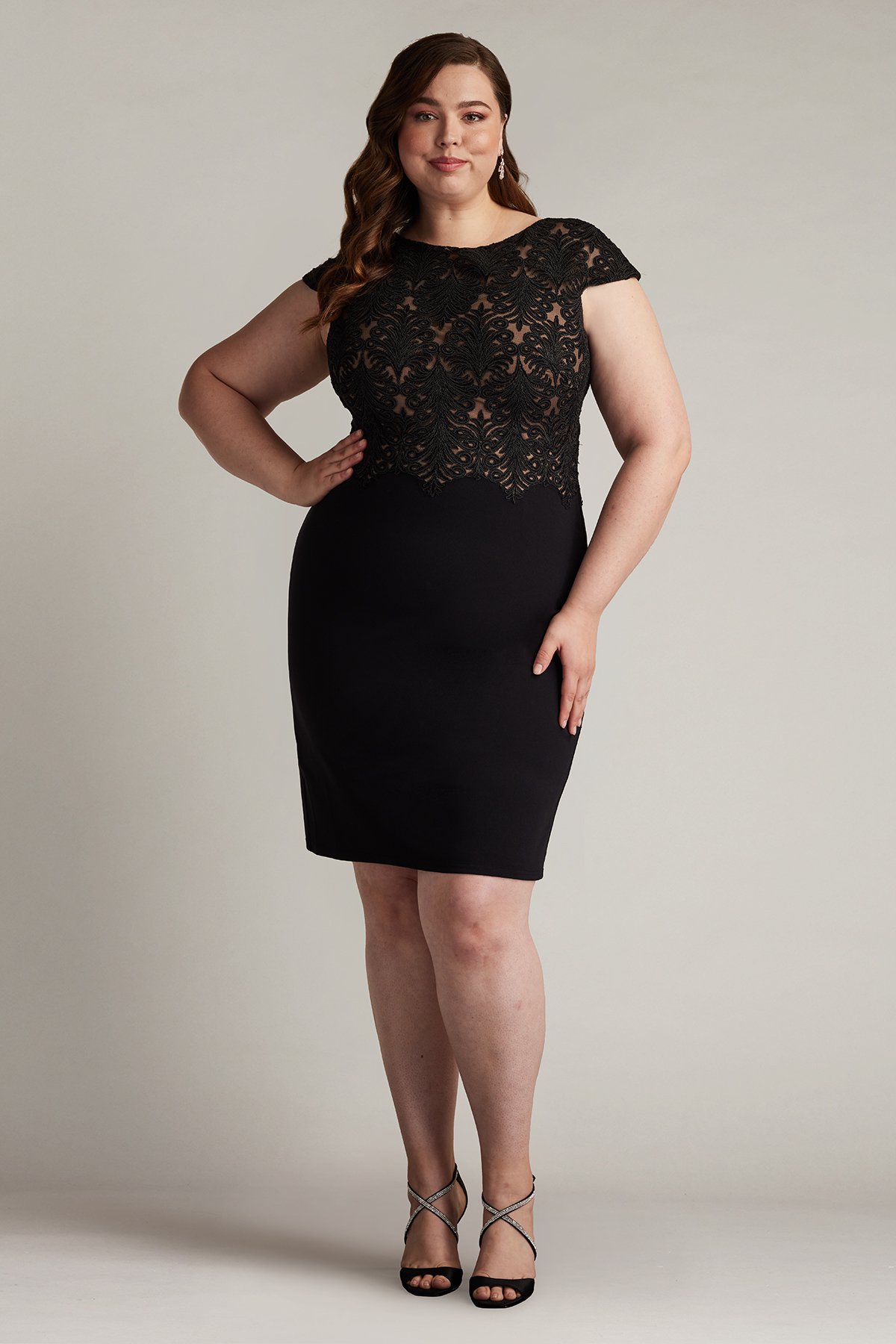Beal Embroidered Tulle & Crepe Dress - PLUS SIZE