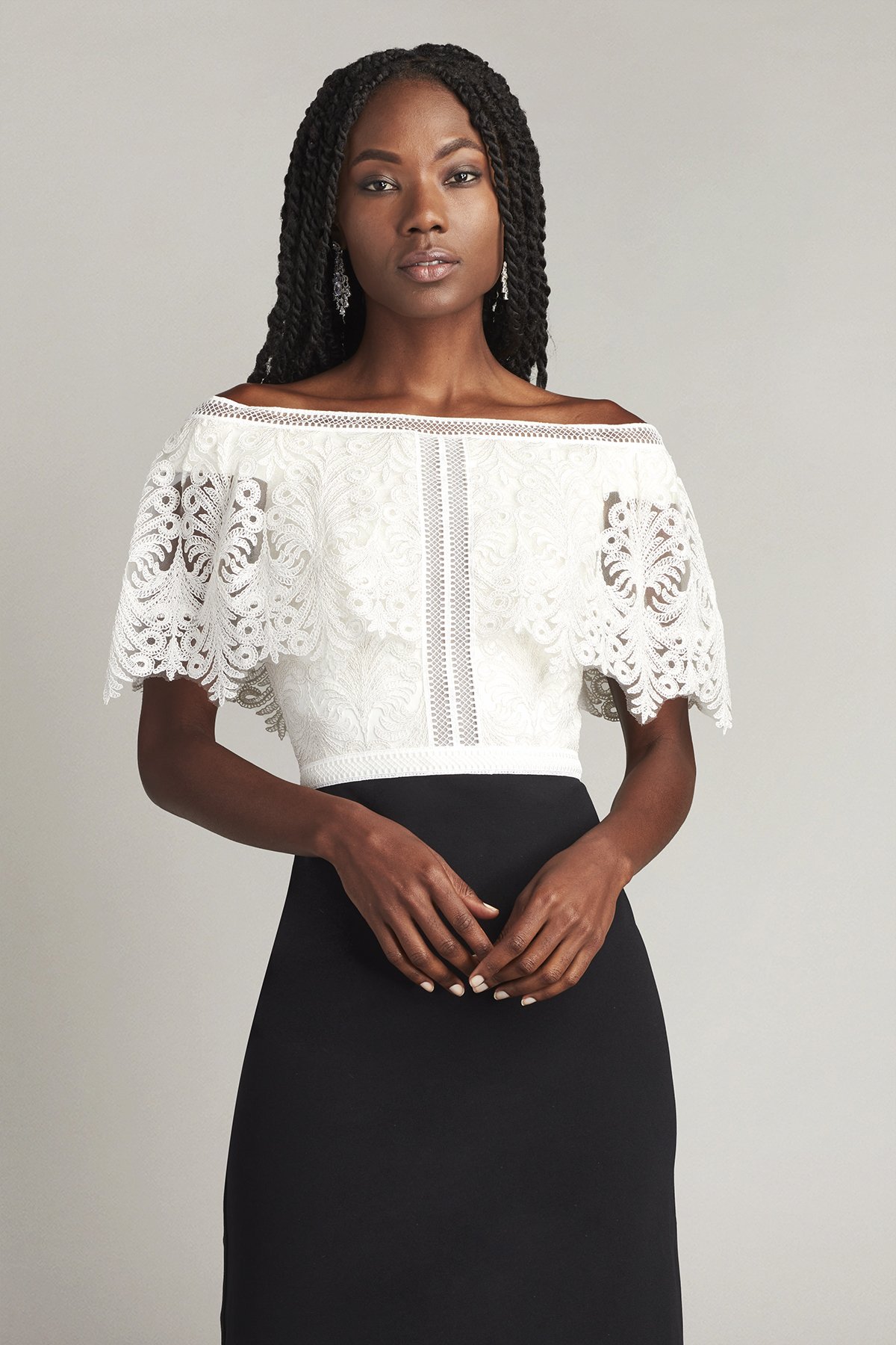 Anders Embroidered Flutter Overlay Dress