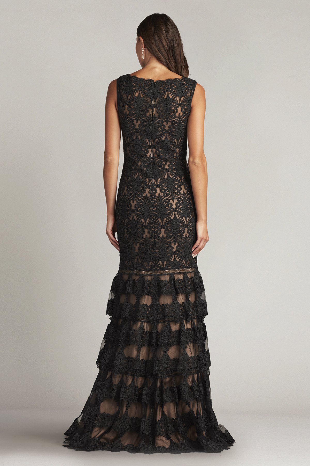 Aniyah Tiered Embroidered Tulle Gown
