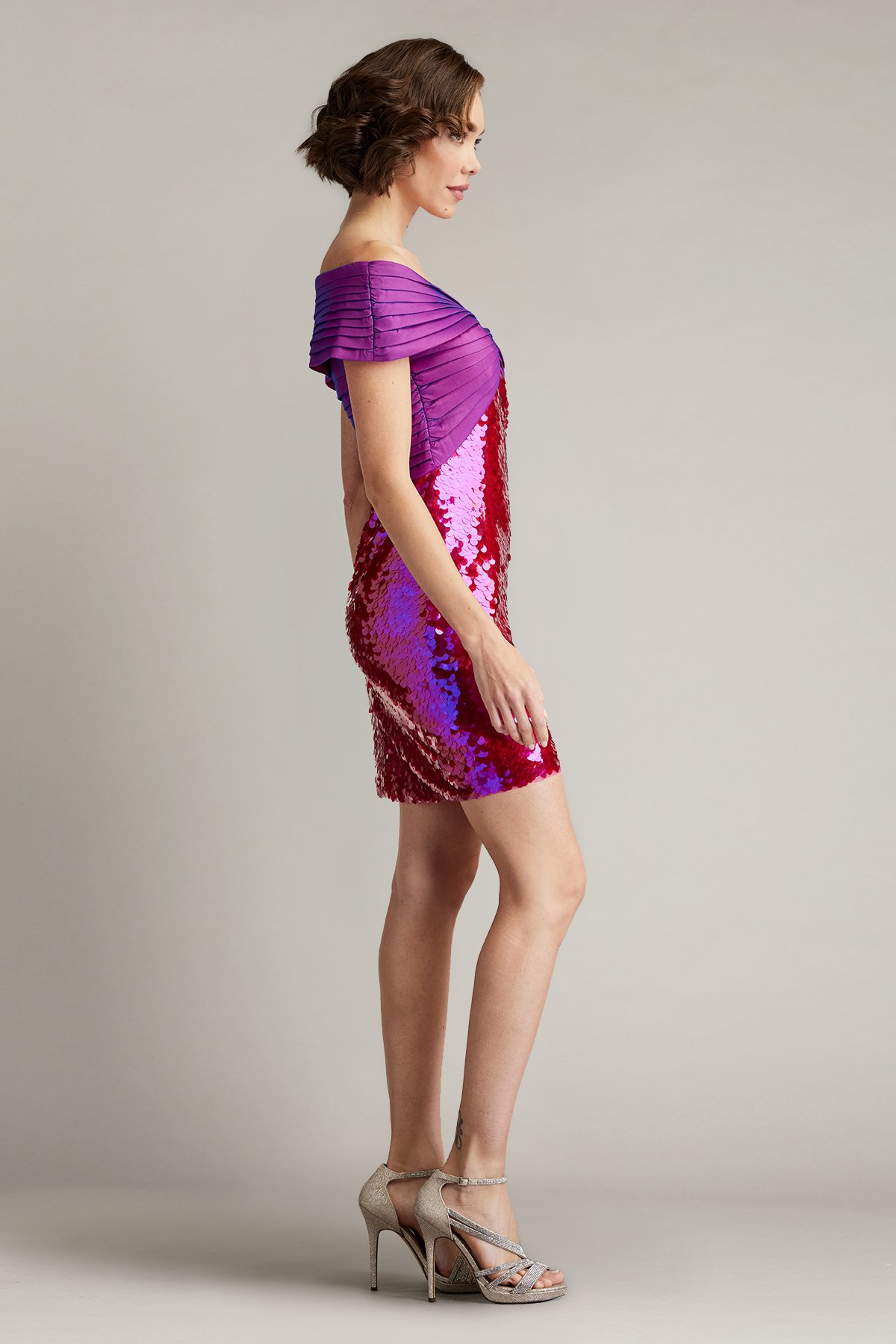 Alby Twist-Drape Sequin Mini Dress