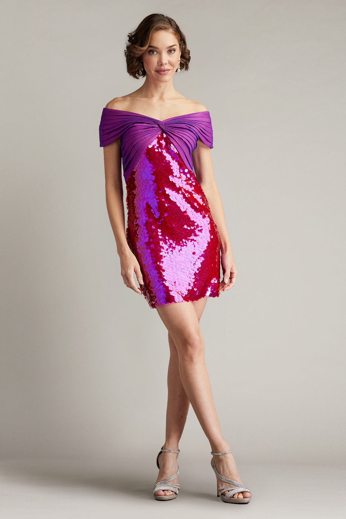 Alby Twist-Drape Sequin Mini Dress