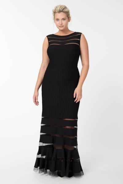 Pintuck Jersey Gown in Black