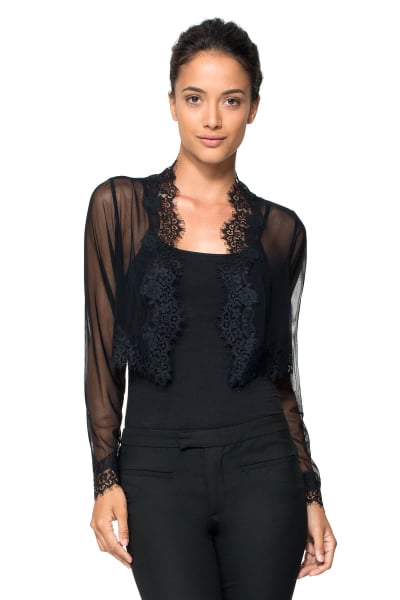 Lace Trimmed Mesh Bolero