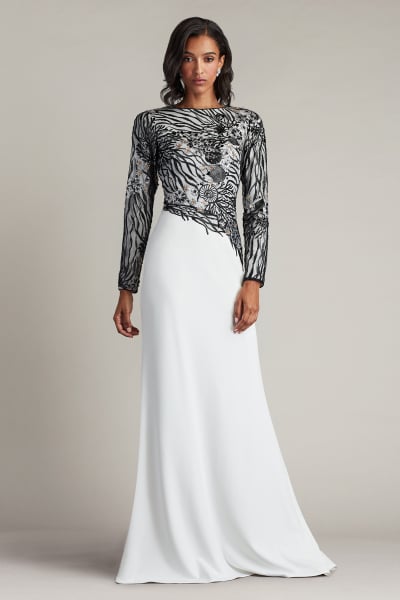 Wade Sea Embroidered Crepe Gown