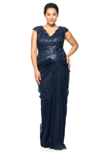 限定!! TADASHI SHOJI Vネック プリーツ クレープガウン Shop | Special Order