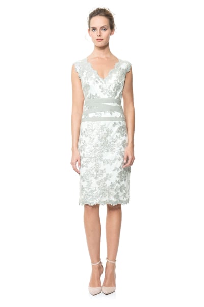 Cider Twist-Drape Velvet Gown PINE | Tadashi Shoji