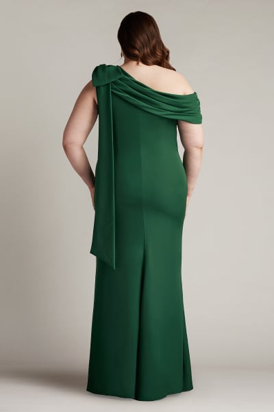 Cassia Bow-Shoulder Crepe Gown - PLUS SIZE