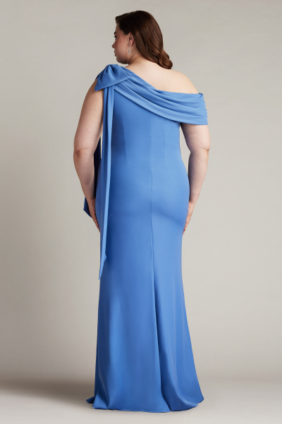 Cassia Bow-Shoulder Crepe Gown - PLUS SIZE