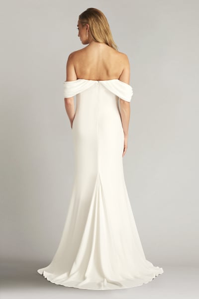 Amishta Off-The-Shoulder Crepe Gown