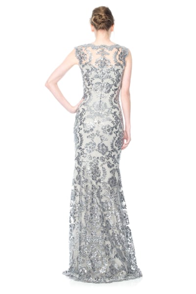 Paillette Embroidered Lace Gown