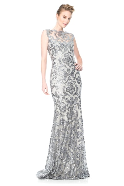 Paillette Embroidered Lace Gown