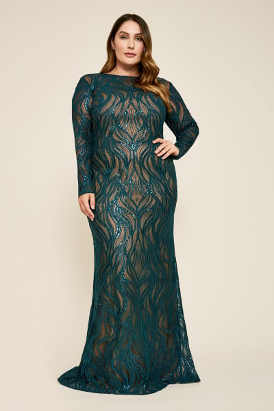 Vibiana Embroidered Sequin Gown - PLUS SIZE