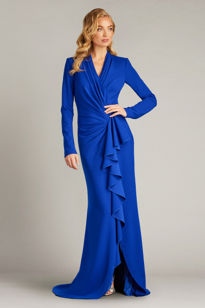 Markum Long-Sleeve Flounce Gown