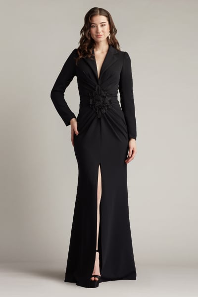 新品☆ TADASHI SHOJI サイズ12 ブラック Bode Sequin Embroidered Lace and Tulle Gown - PLUS SIZE