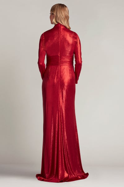 Imanie Draped Lamé Gown