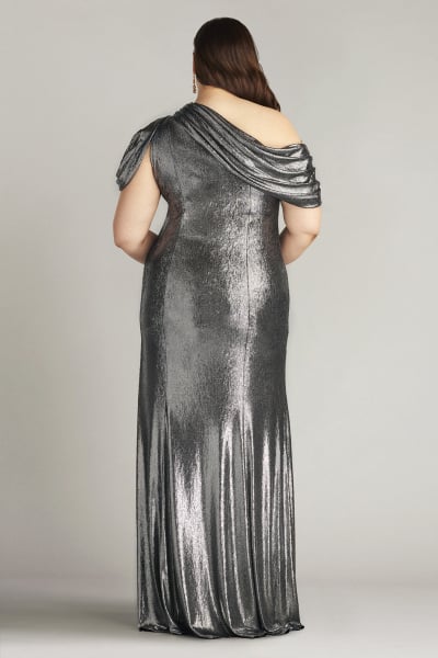 Copley Shoulder Drape Lamé Gown - PLUS SIZE