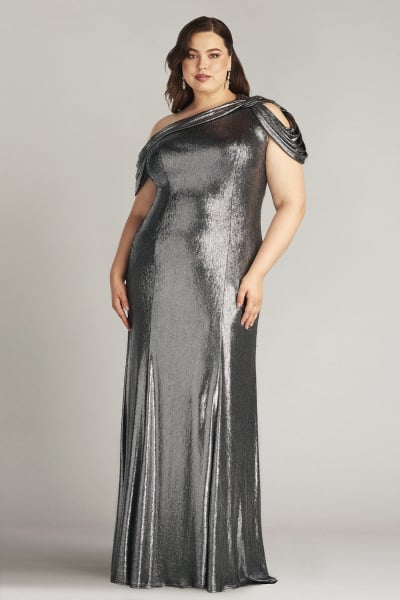 Copley Shoulder Drape Lamé Gown - PLUS SIZE