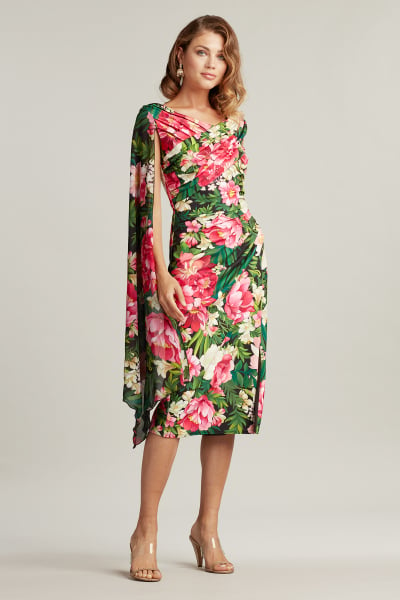 Wyeth Cape Sleeve Floral Print Dress