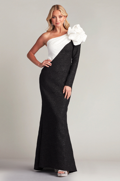 Markey One-Shoulder Puff-Sleeve Gown