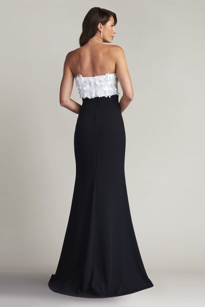 Tadashi shoji black and new arrivals white gown