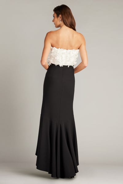 Xora Floral Embellished Strapless Gown
