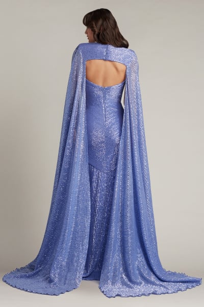 Isilay Sequin Cape Sleeve Gown