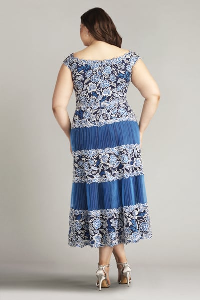 Klein Embroidered Tea-Length Dress - PLUS SIZE