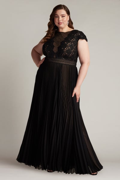 Surette Sequin Embroidered & Pleated Chiffon Gown - PLUS SIZE