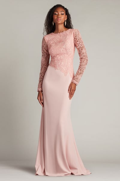 Savoy Sheer Sleeve Gown | Tadashi Shoji