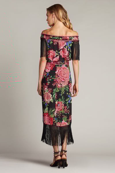 SALE!!TADASHI SHOJI フリンジ花柄ミディワンピース Floral Dresses & Jumpsuits | Tadashi Shoji