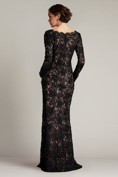 Savoy Sheer Sleeve Gown | Tadashi Shoji