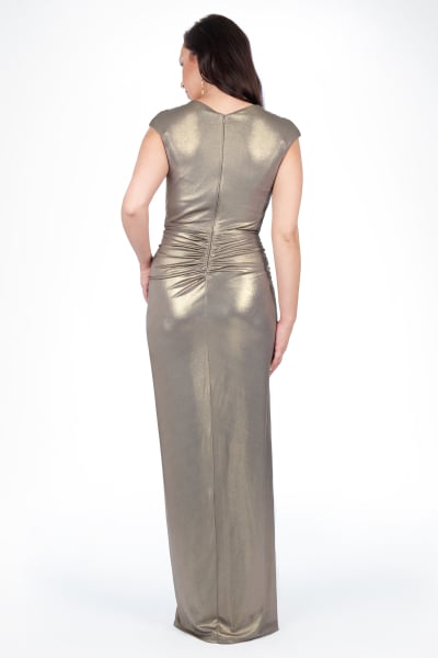 Luxe Jersey Draped Gown in Smoke Pearl