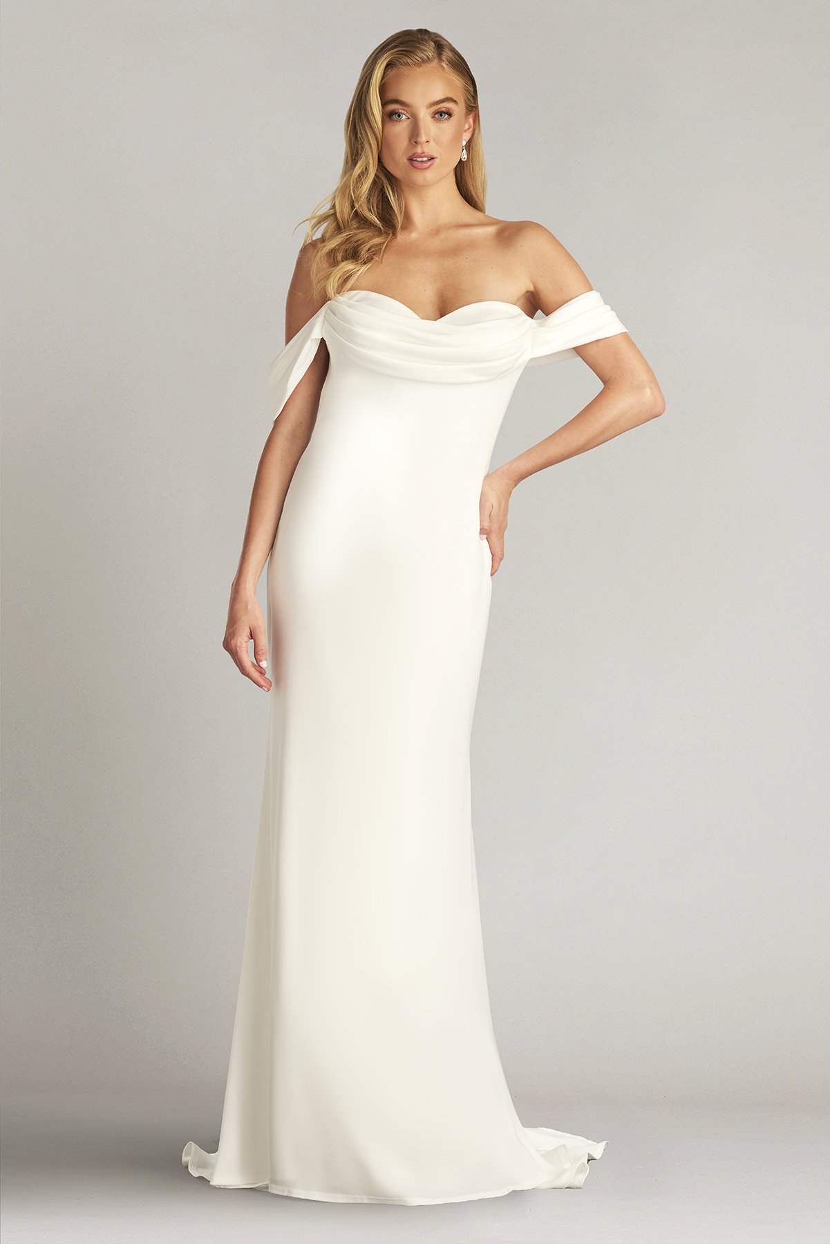 Amishta Off-The-Shoulder Crepe Gown