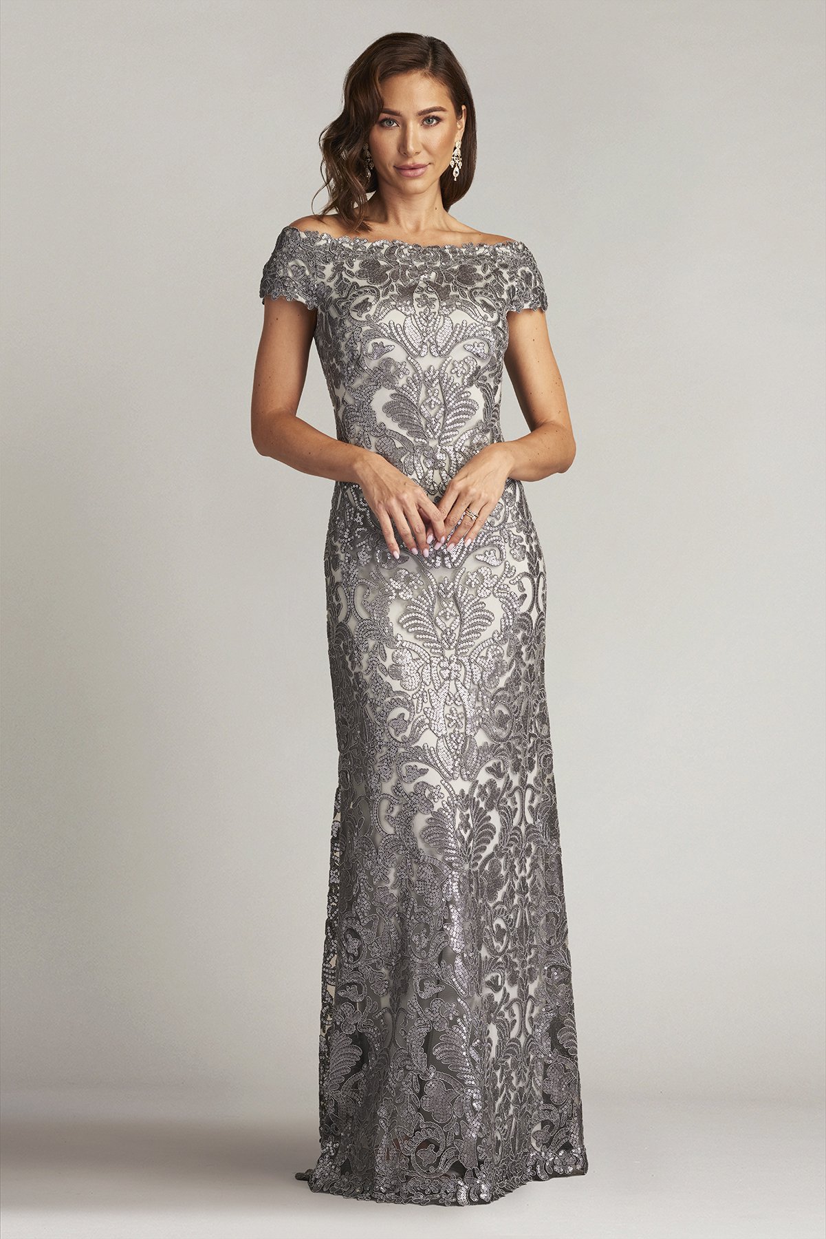 Walsh Sequin Embroidered Tulle Gown
