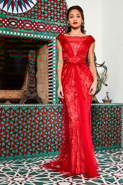 Tadashi shoji red gown hotsell