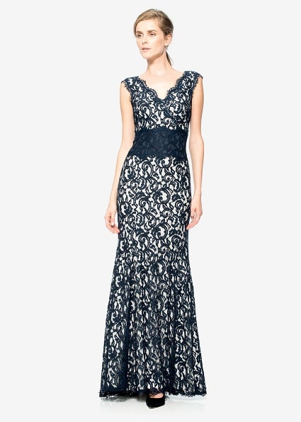 Contrast Lace Waist Gown