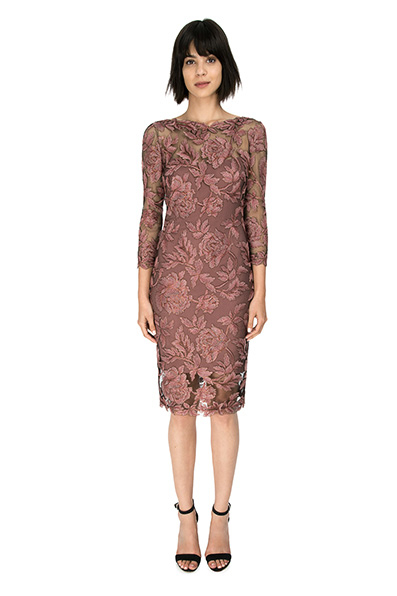 Peony Embroidered Lace Sheath