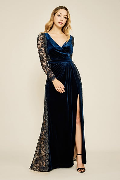 Molin Long-Sleeve Velvet Gown